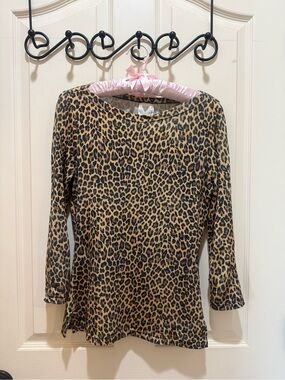 Leopard Print Long Sleeve Top - Brown
